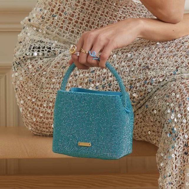 Solene Mini Rhinestone Bag | Blue