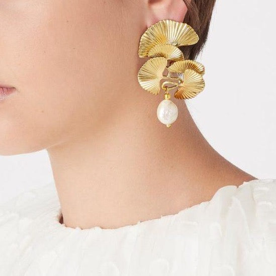 The Double Petal Pearl Studs