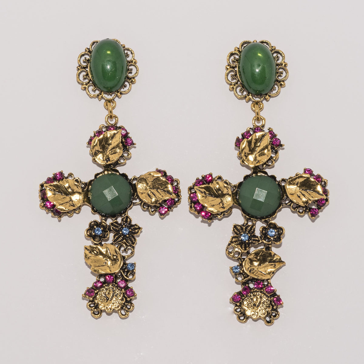 Sofia Emerald Cross Earrings