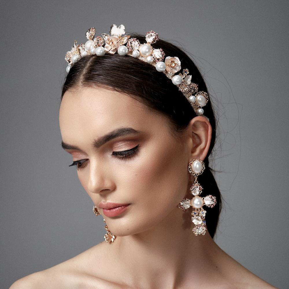 Sofia Embellished Pearl Cross Earrings