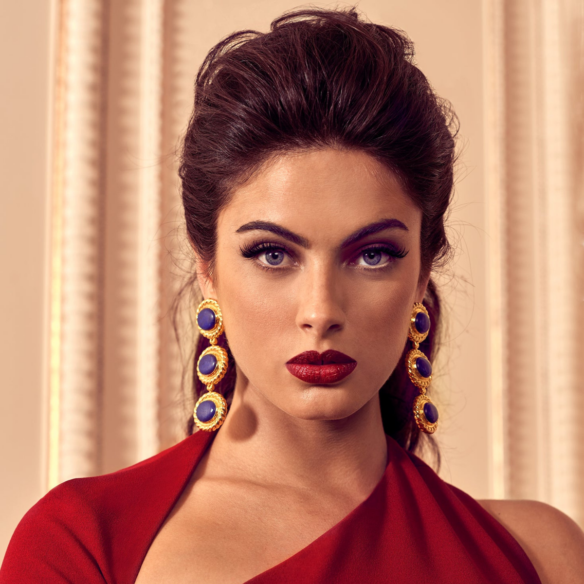 Alexandria Earrings | Gold Lapis