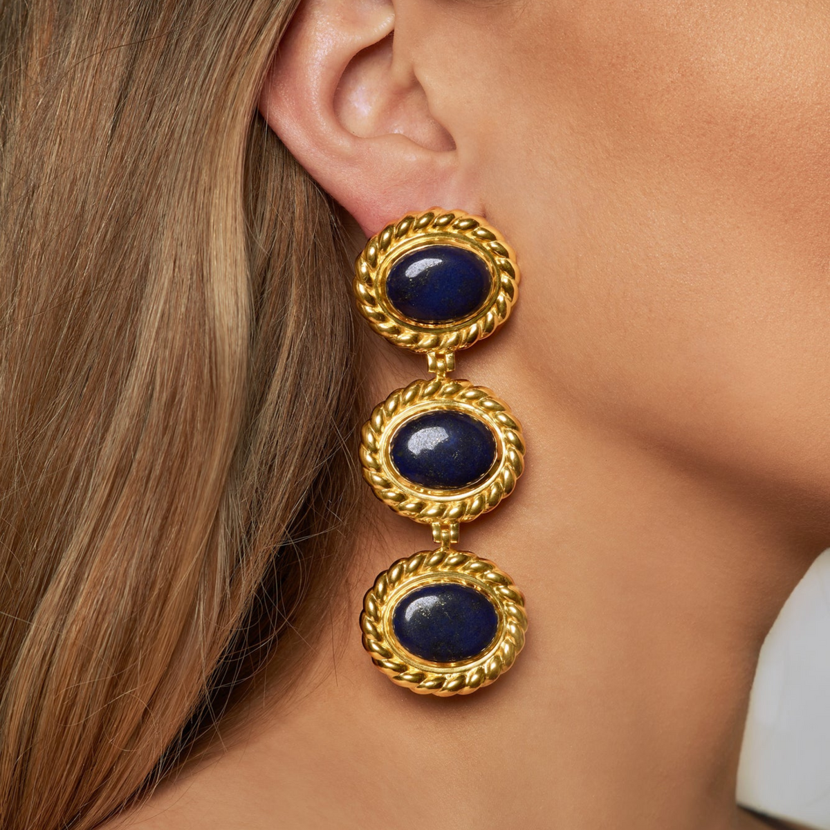 Alexandria Earrings | Gold Lapis