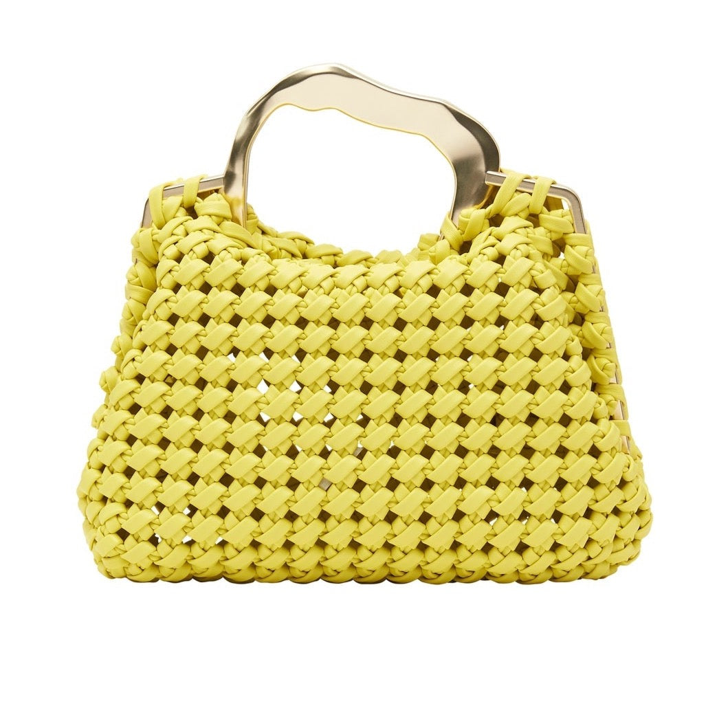 Mini Weave Clutch | Yellow Chartreuse