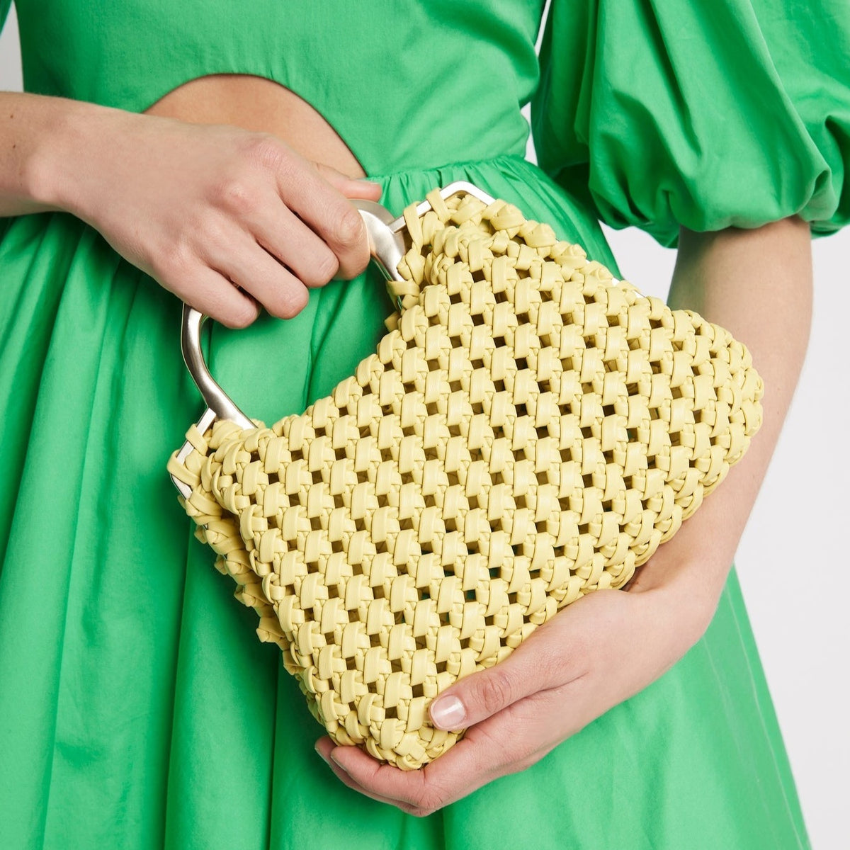 Mini Weave Clutch | Yellow Chartreuse