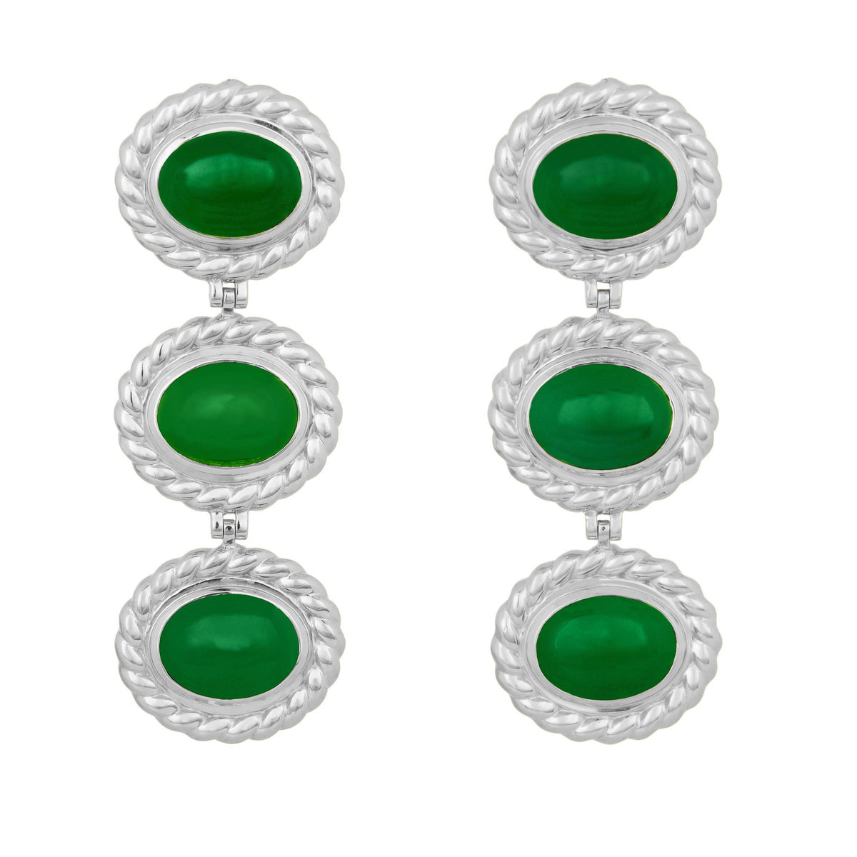 Alexandria Earrings | Silver Green Onyx