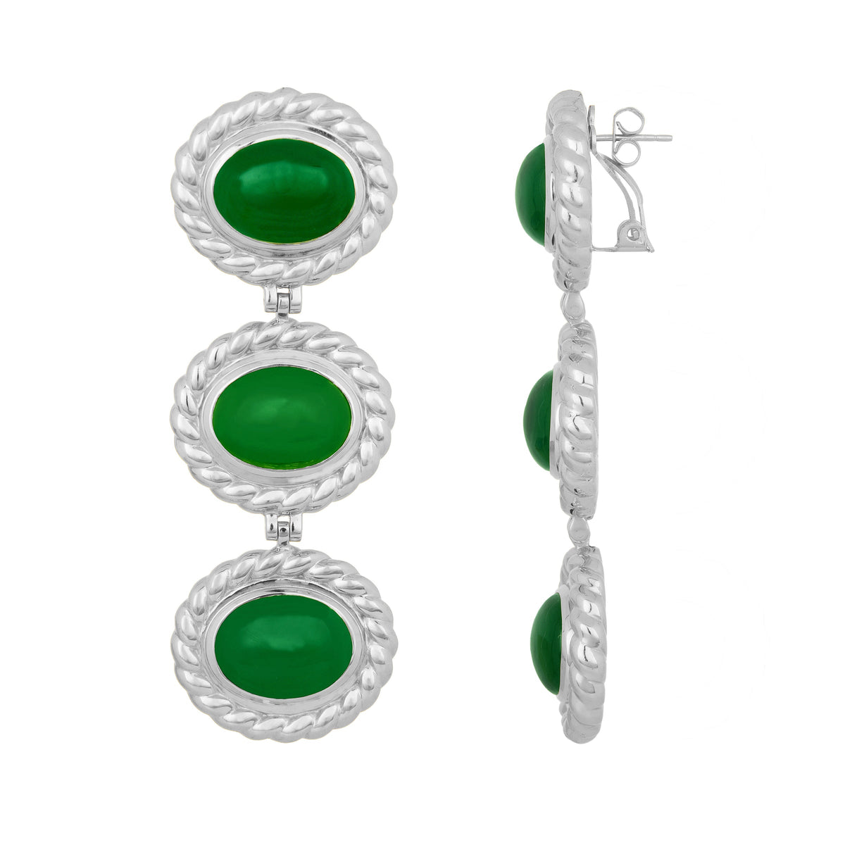 Alexandria Earrings | Silver Green Onyx